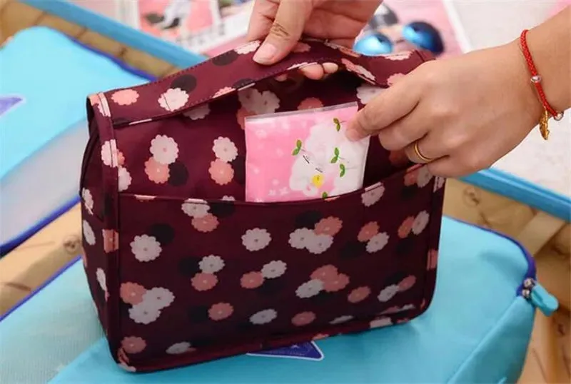 Spacious Waterproof Nylon Makeup Bag | Travel Toiletries Organizer