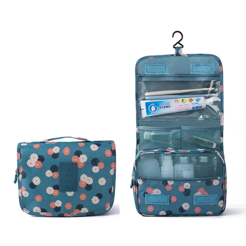 Spacious Waterproof Nylon Makeup Bag | Travel Toiletries Organizer