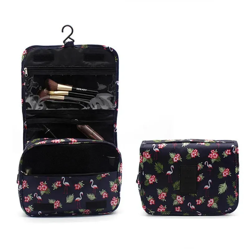 Spacious Waterproof Nylon Makeup Bag | Travel Toiletries Organizer