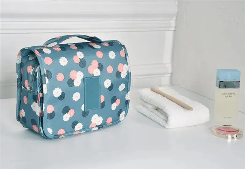 Spacious Waterproof Nylon Makeup Bag | Travel Toiletries Organizer