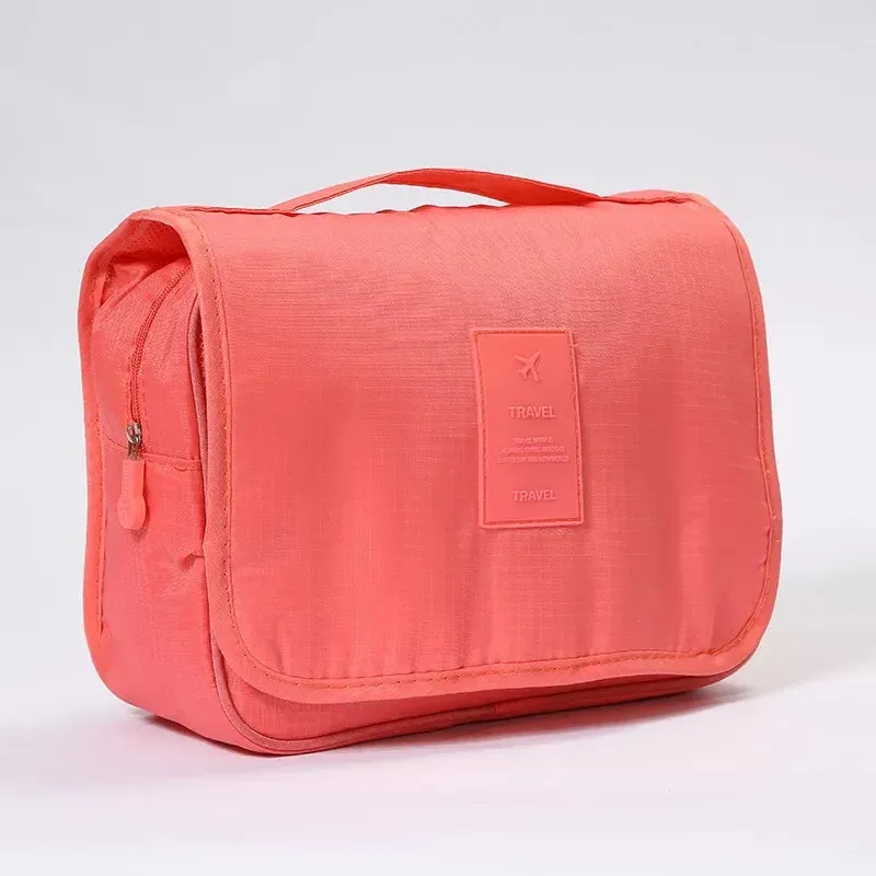 Spacious Waterproof Nylon Makeup Bag | Travel Toiletries Organizer