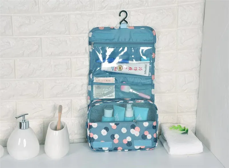 Spacious Waterproof Nylon Makeup Bag | Travel Toiletries Organizer