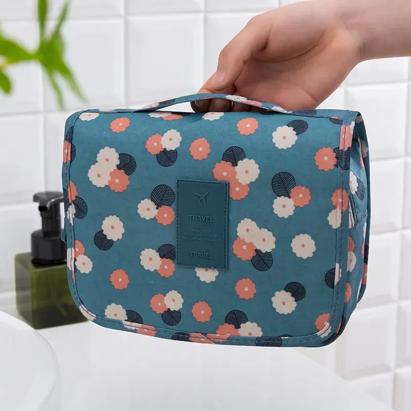 Spacious Waterproof Nylon Makeup Bag | Travel Toiletries Organizer