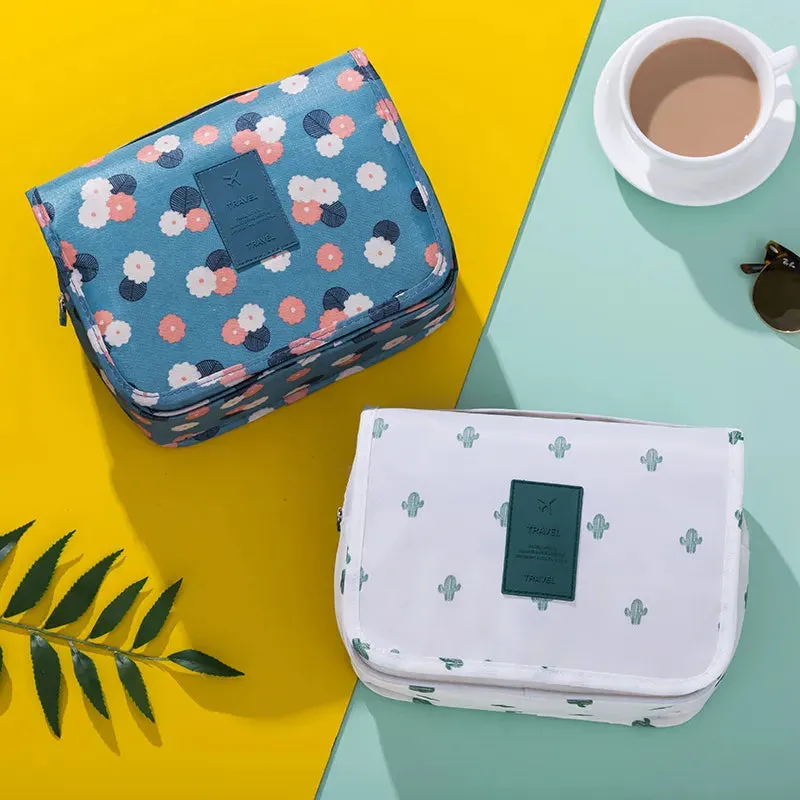Spacious Waterproof Nylon Makeup Bag | Travel Toiletries Organizer