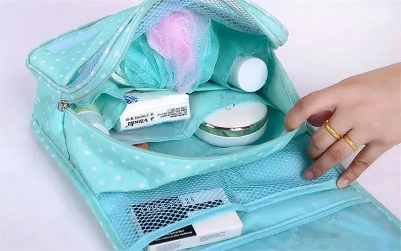 Spacious Waterproof Nylon Makeup Bag | Travel Toiletries Organizer