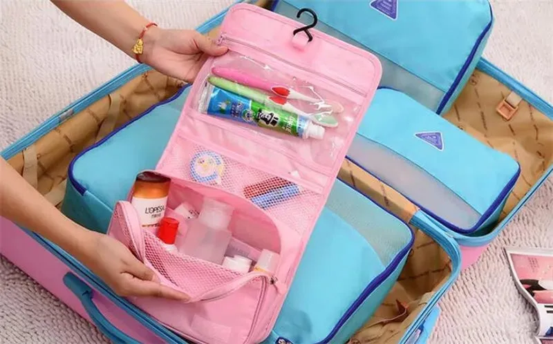 Spacious Waterproof Nylon Makeup Bag | Travel Toiletries Organizer