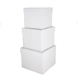 SQUARE PAPER BOX WHITE SET OF 3
