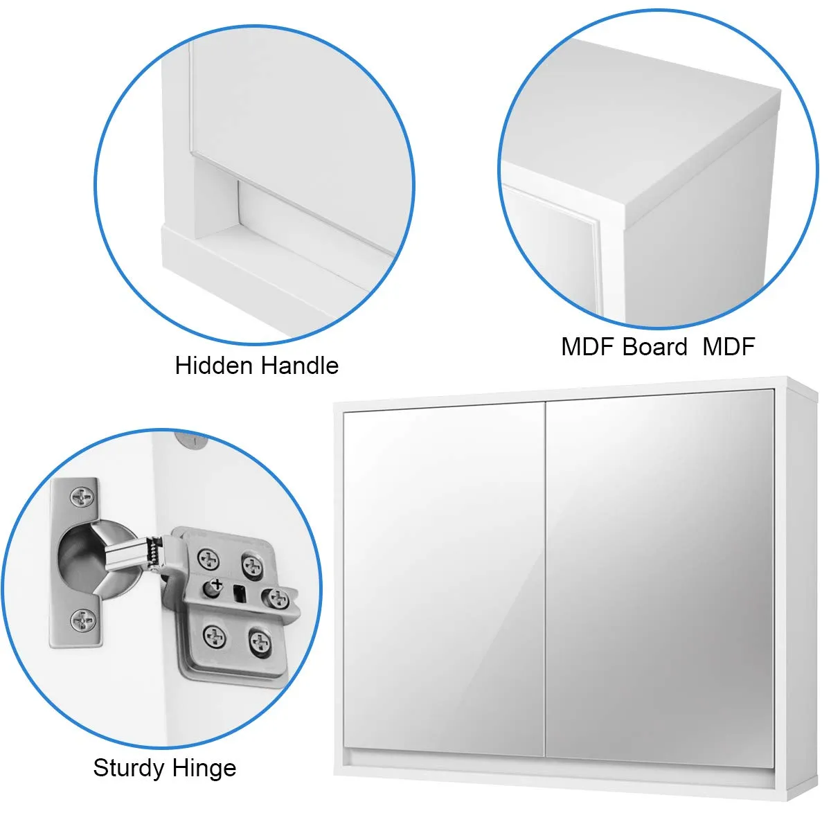 Tangkula Bathroom Medicine Cabinet, 2-Tier Wall-Mounted Storage Cabinet with Double Mirror Doors