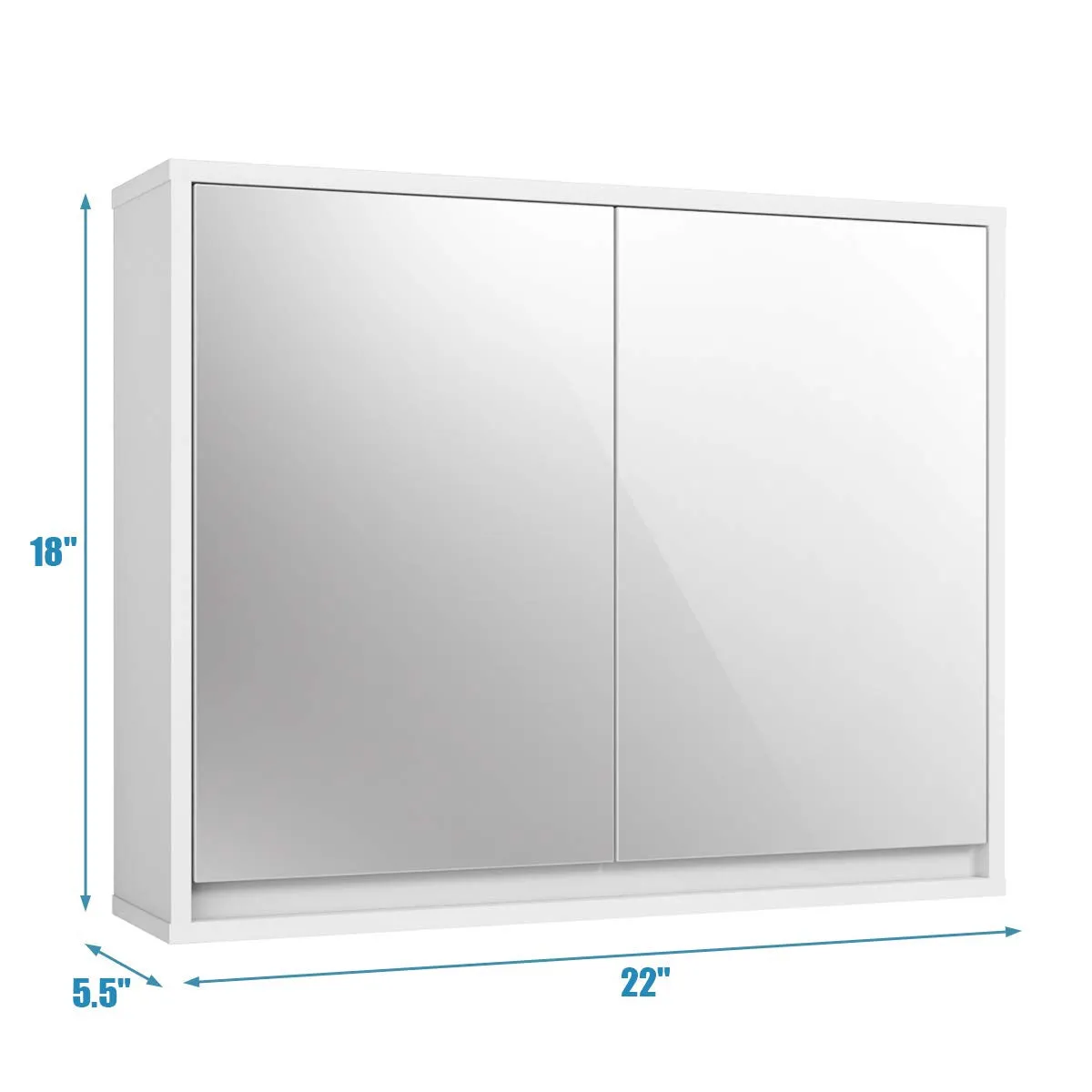 Tangkula Bathroom Medicine Cabinet, 2-Tier Wall-Mounted Storage Cabinet with Double Mirror Doors