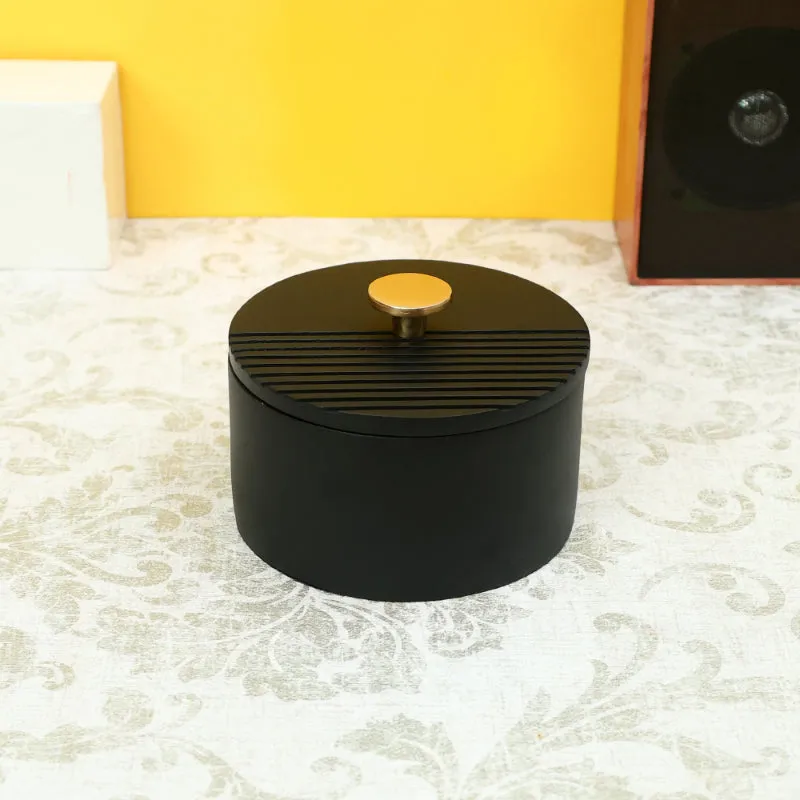 The Artisan's Stripes Trinket Small Black Box | 5 inches