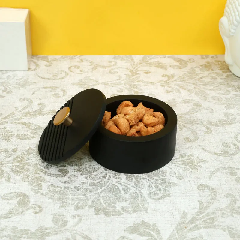 The Artisan's Stripes Trinket Small Black Box | 5 inches