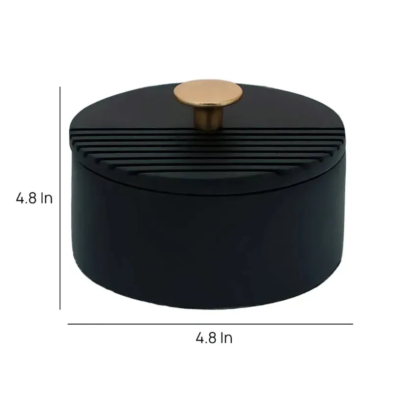 The Artisan's Stripes Trinket Small Black Box | 5 inches
