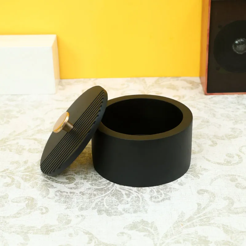 The Artisan's Stripes Trinket Small Black Box | 5 inches