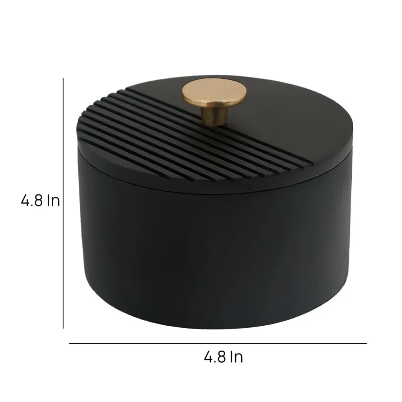 The Artisan's Stripes Trinket Small Black Box | 5 inches