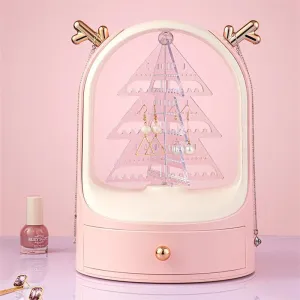 Tree Jewelry Organizer Box Antler Rotatable Earrings Ear Studs Display Rack Necklace Bracelet Drawer Storage Box Gift