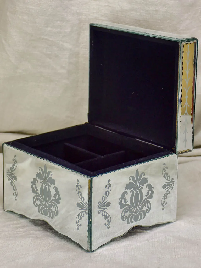 Two mid century glass jewelry boxes