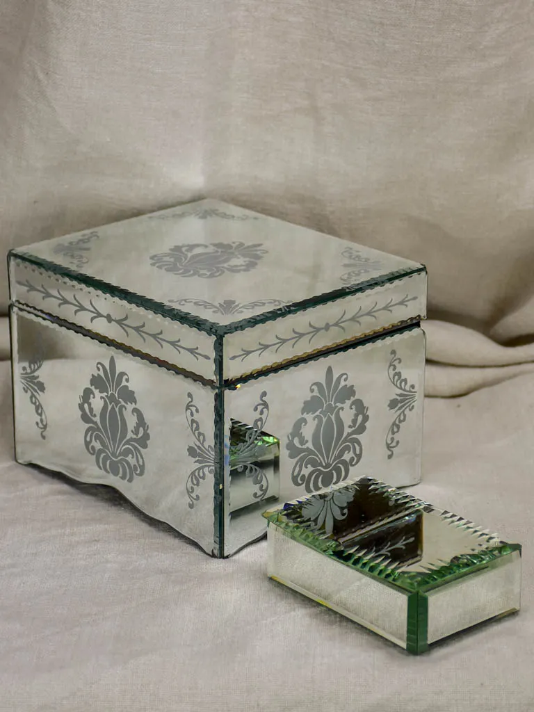 Two mid century glass jewelry boxes