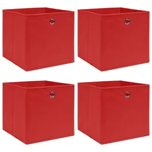 vidaXL Storage Boxes 4 pcs Red 12.6"x12.6"x12.6" Fabric