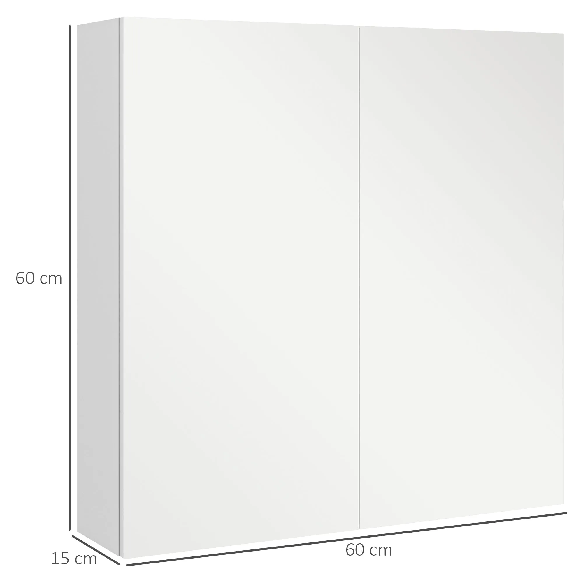 Wall Mounted Bathroom Storage Cupboard W/ Mirror and Shelf, White