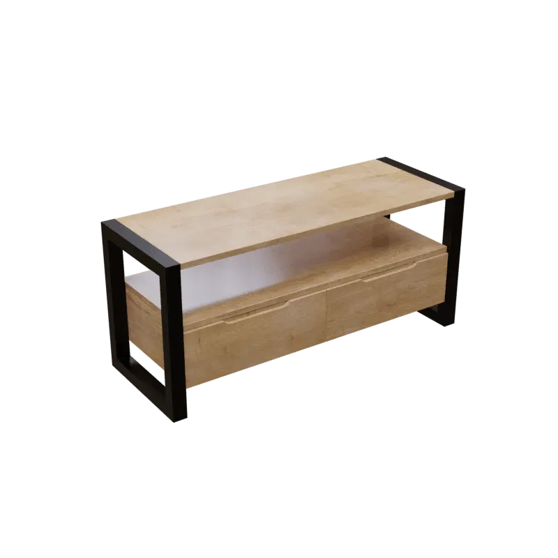 Walton TV Unit with Drawers in Small Size in Wooden Texture