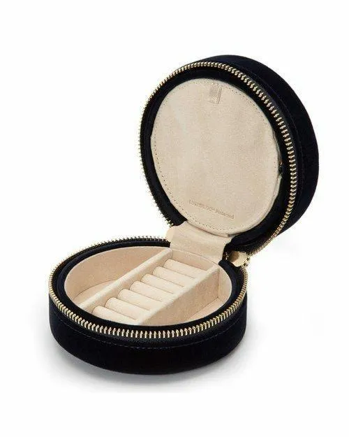 Wolf Zoe Indigo Round Travel Jewelry Case