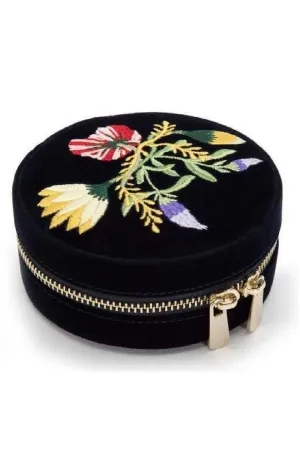 Wolf Zoe Indigo Round Travel Jewelry Case