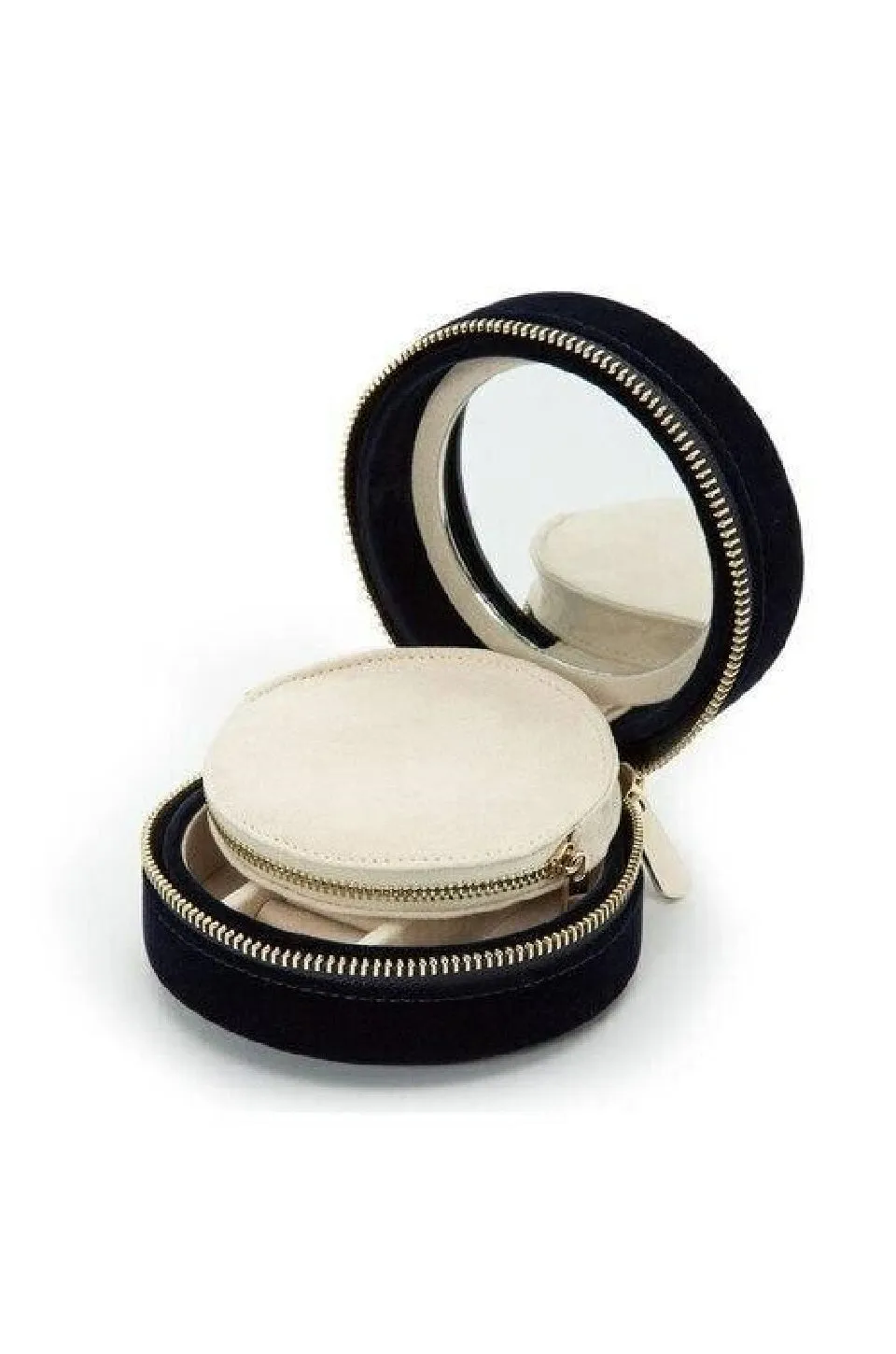 Wolf Zoe Indigo Round Travel Jewelry Case