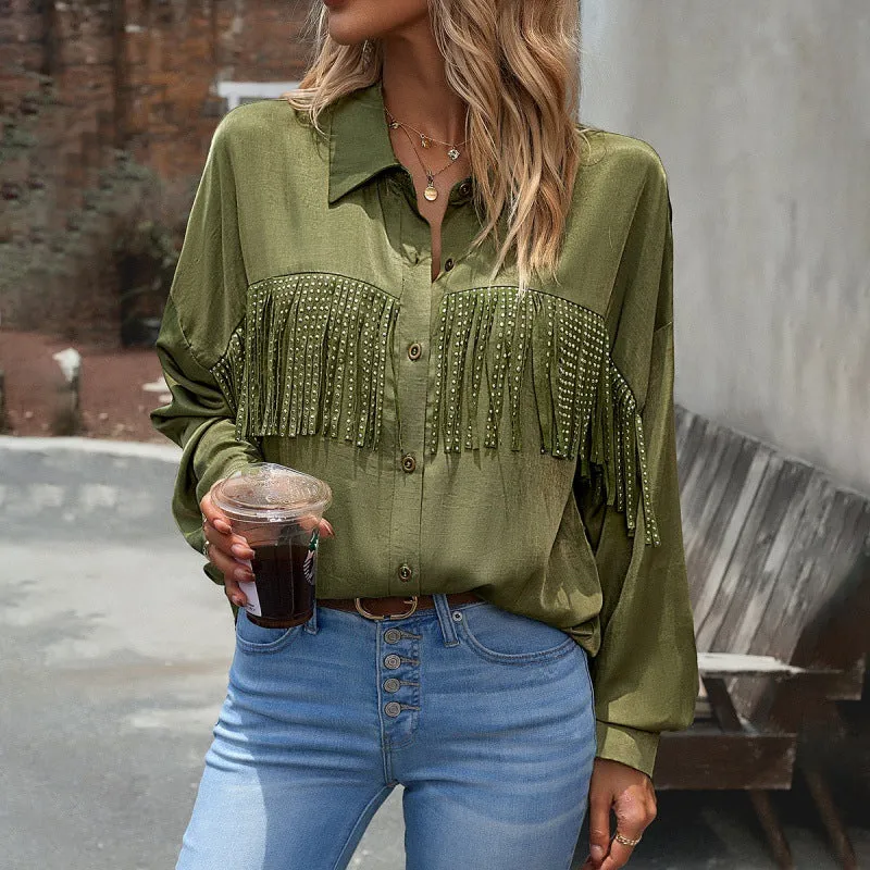 Women's Cowboy Western Style Long Sleeve Button-Up Shirt