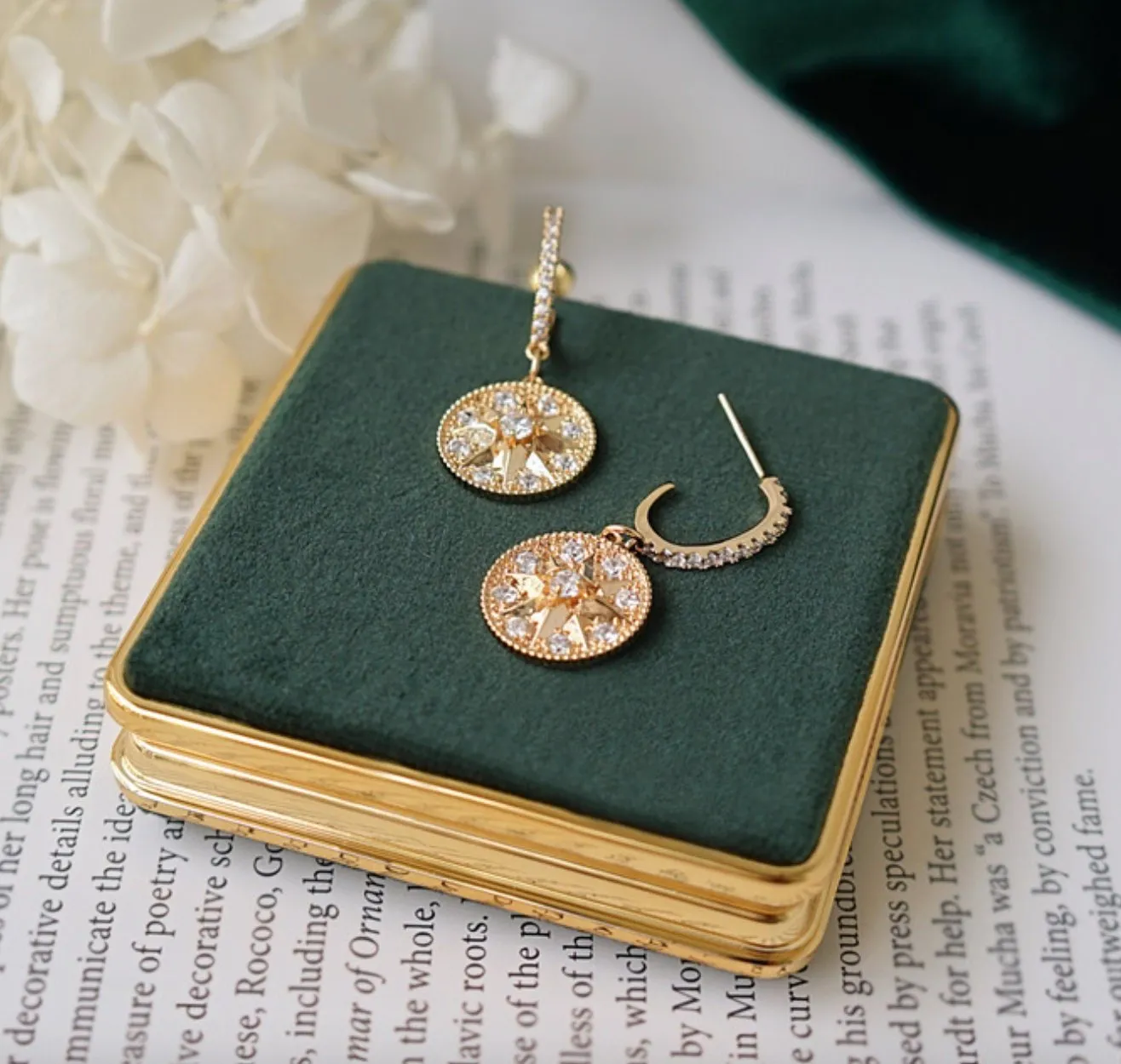Zuri 14K Gold Fill Baroque Earrings w. Roman Holiday Mosaic Pattern  | Sparkle Shine