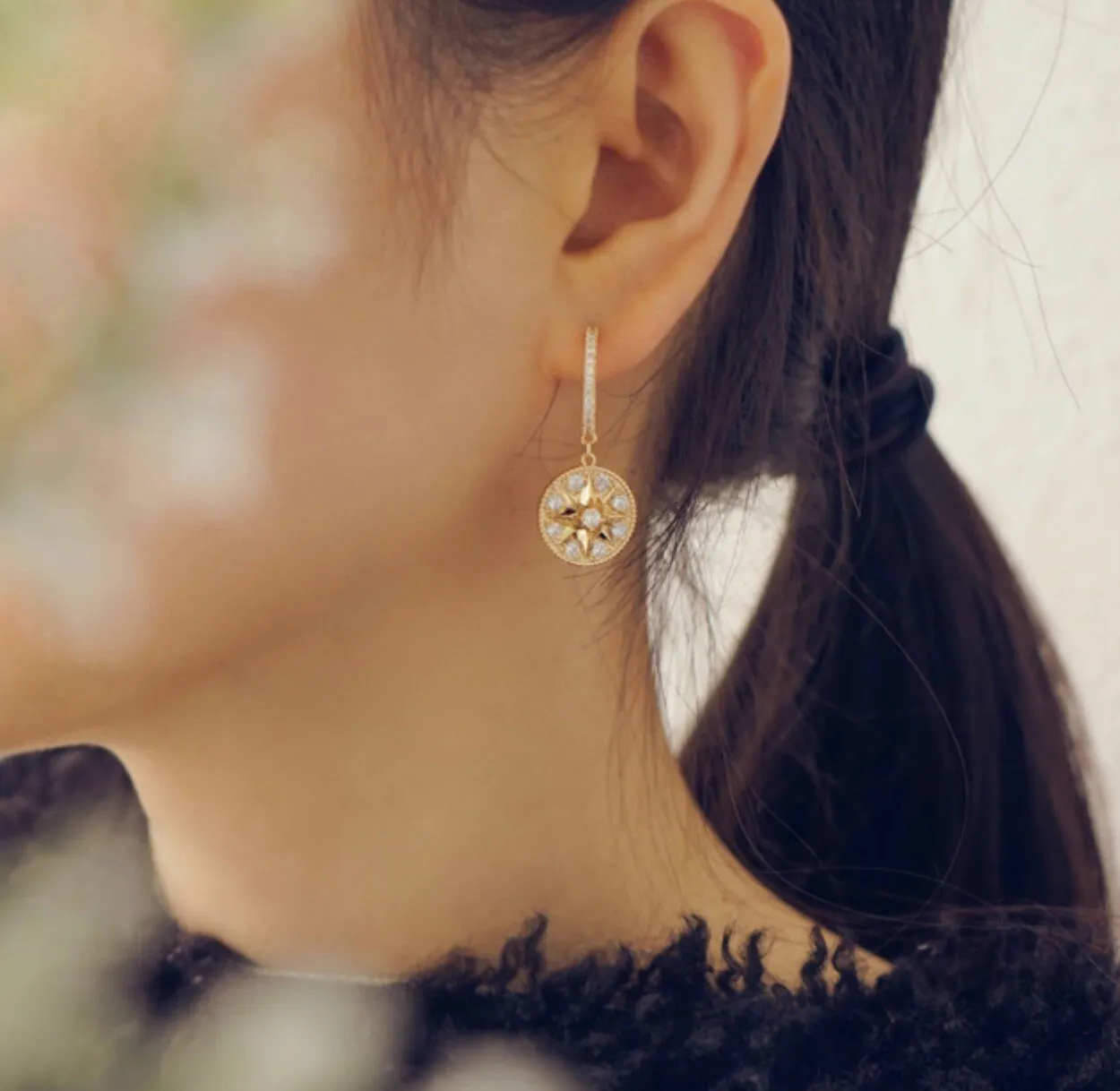 Zuri 14K Gold Fill Baroque Earrings w. Roman Holiday Mosaic Pattern  | Sparkle Shine