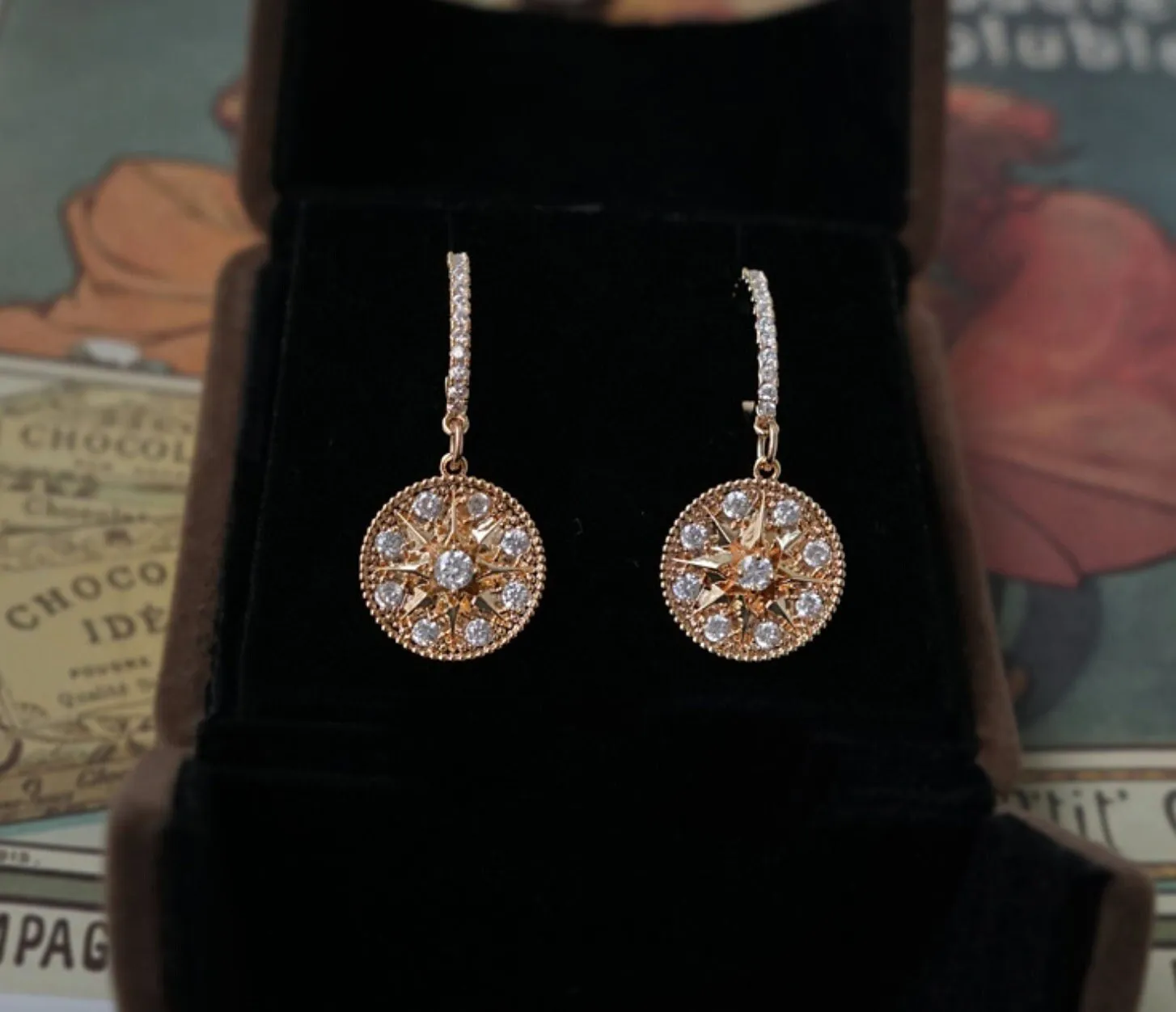 Zuri 14K Gold Fill Baroque Earrings w. Roman Holiday Mosaic Pattern  | Sparkle Shine