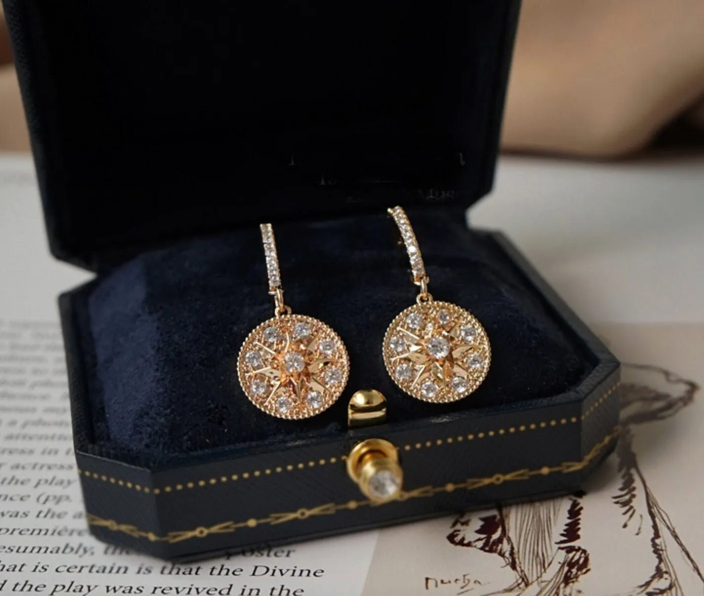 Zuri 14K Gold Fill Baroque Earrings w. Roman Holiday Mosaic Pattern  | Sparkle Shine
